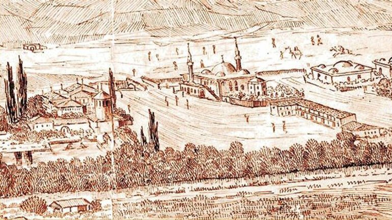 Фрагмент гравюри з краєвидом Бахчисарая - перша половина XVII століття - фото 1