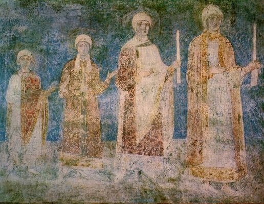 Семья Киевского князя Ярослава Мудрого. Фреска 11 века