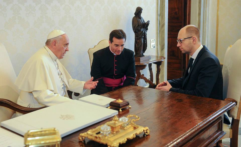Папа Франциск прийняв у Ватикані Прем’єр-міністра України Арсенія Яценюка