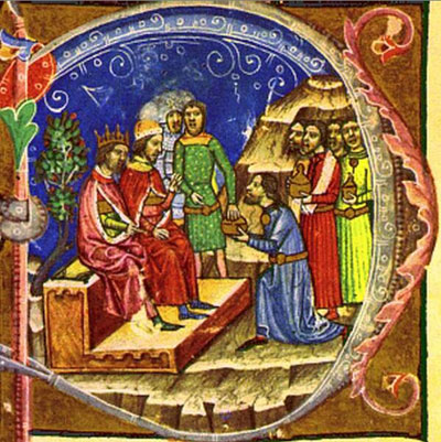 Король Соломон та його двоюрідний брат Гейза за «Ілюстрованою хронікою»