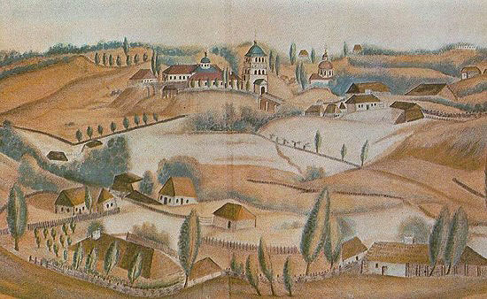 Монастир Пресвятої Трійці у Дубно. Зображення 1845 р.