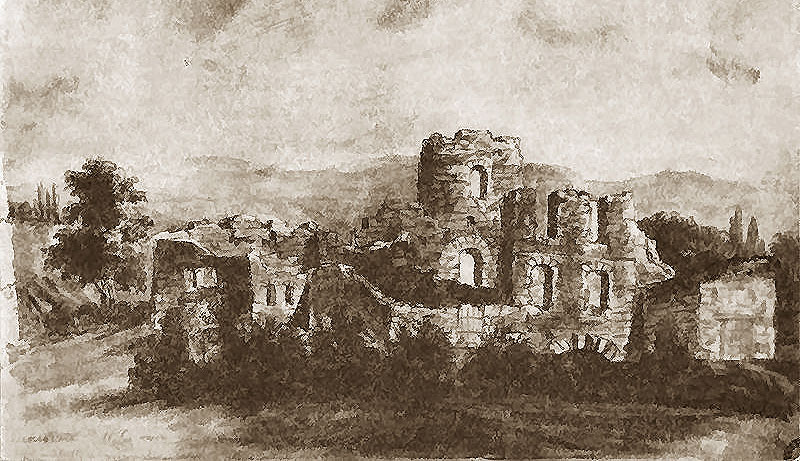 Замок в Панівцях, малюнок Наполеона Орди