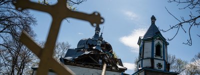 A nineteenth-century church damaged by a Russian rocket attack during the invasion of the Zhytomyr region of Ukraine, April 28, 2022 