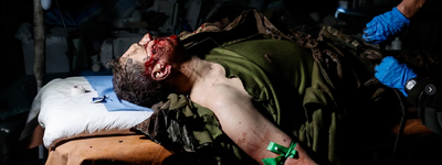 Поранений український воїн. Стабілізаційний медичний пункт під Бахмутом. Листопад 2022 року