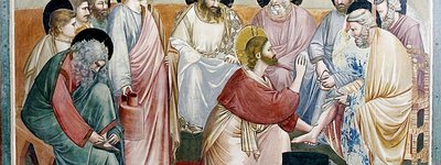 Ісус Христос омиває ноги апостолу Петру (Джотто, фреска в капеллі Скровеньї)