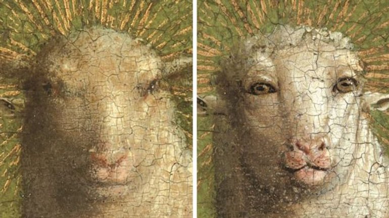 Реставрація виявила первісне зображення середньовічної картини "Поклоніння таємничому агнцю" - фото 1