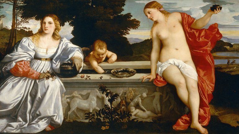 Тіціан. Любов сакральна і Любов профанна (1514), Галерея Боргезе, Рим. - фото 1